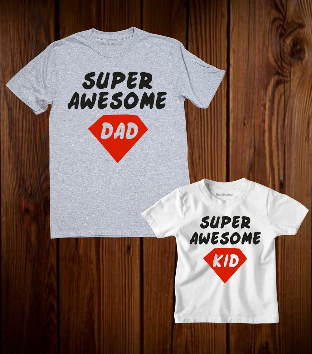 Super Awesome Dad And Kids Family Matching T Shirt