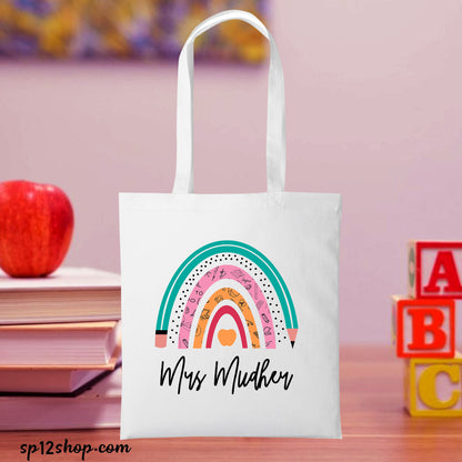 Teacher Gift Personalise White Cotton Tote Bag