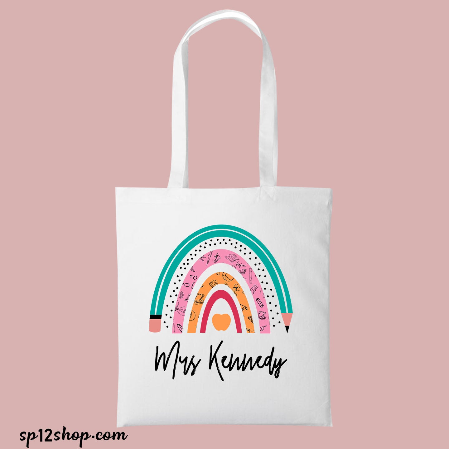 Teacher Gift Personalise White Cotton Tote Bag