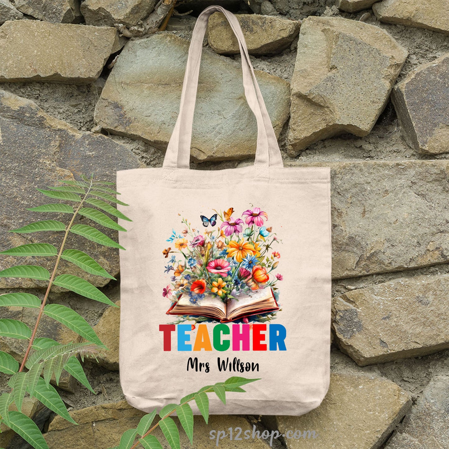 Floral Books Lover Custom Teacher Appreciation Thank You Gift Tote Bag