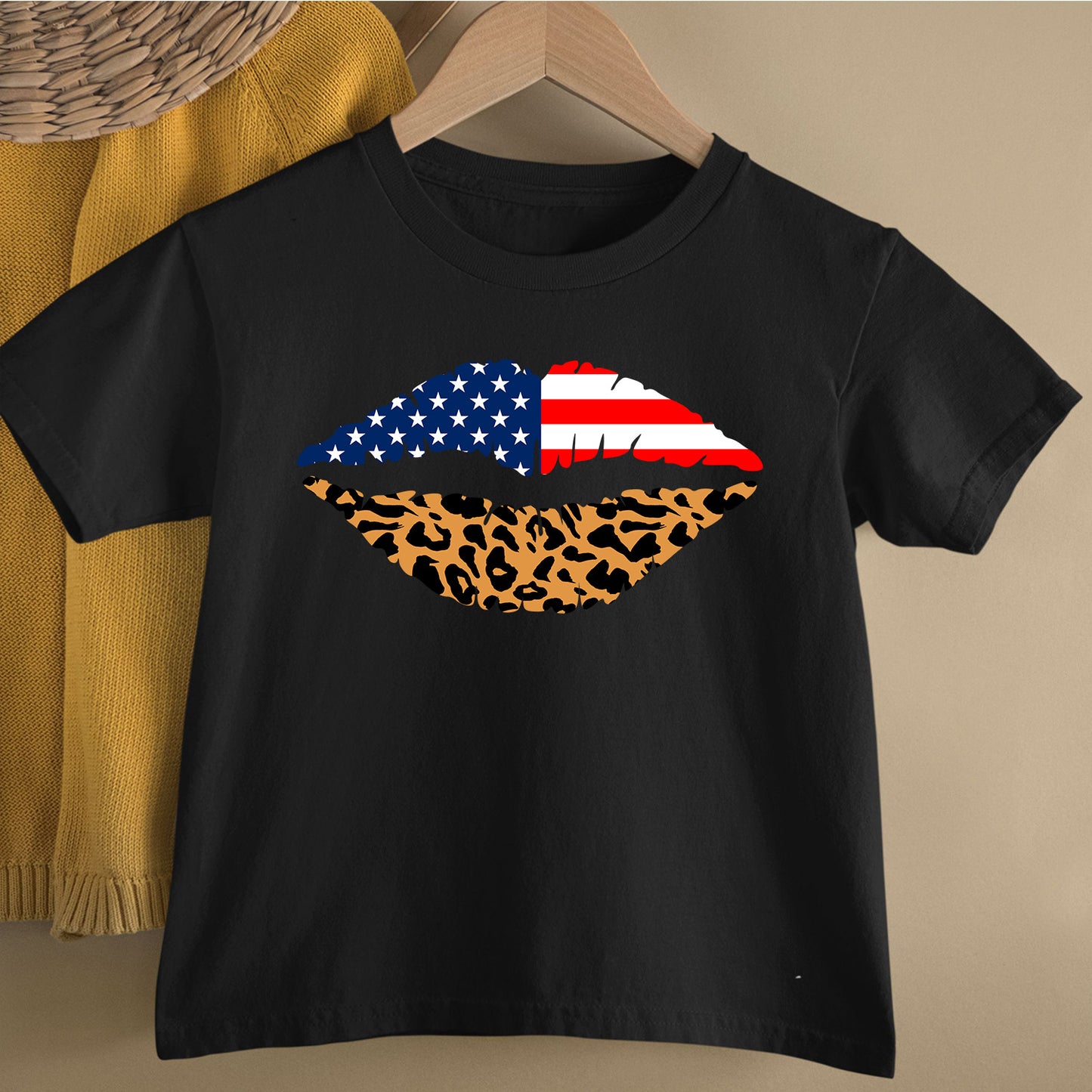 American Flag Lips 4th of July Patriotic Day and Independence Day T Shirt