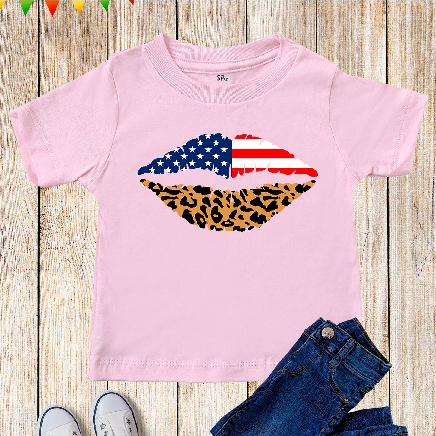 American Flag Lips 4th of July Patriotic Day and Independence Day T Shirt