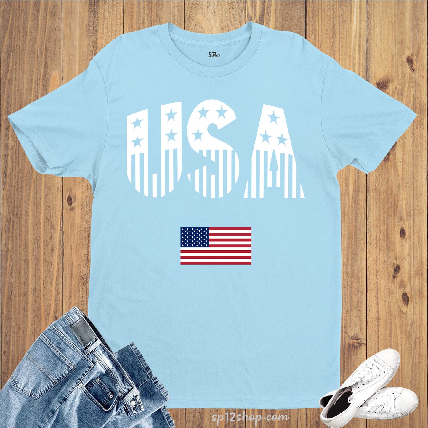 USA Flag Lips 4th of July Patriotic Day and Independence Day T Shirt