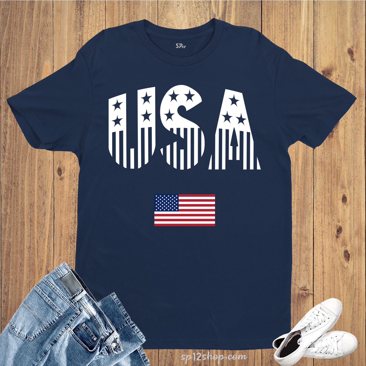 USA Flag Lips 4th of July Patriotic Day and Independence Day T Shirt