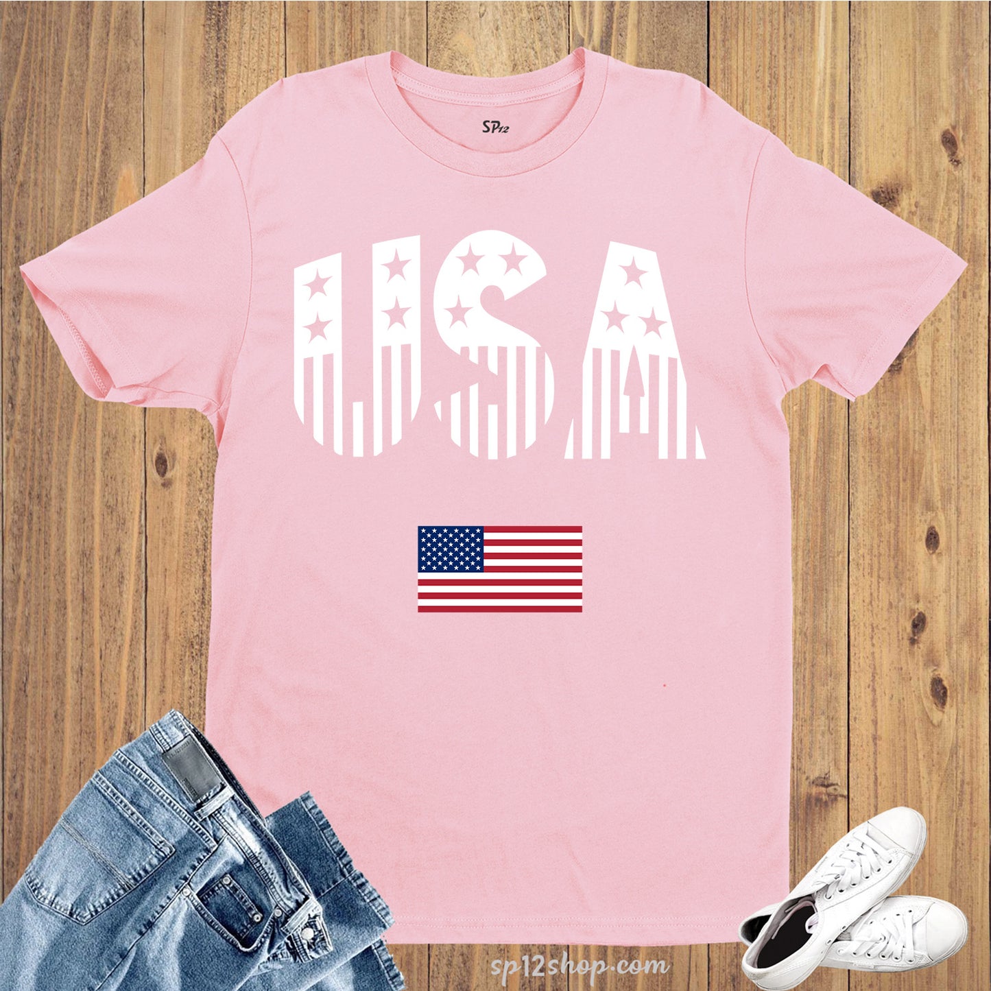 USA Flag Lips 4th of July Patriotic Day and Independence Day T Shirt