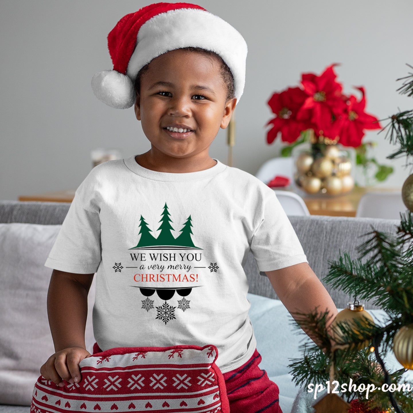 Wish you A Very Merry Christmas Tree Family Kids gift Tshirt