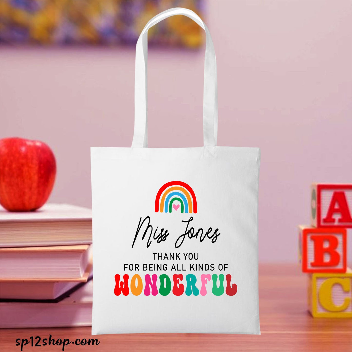 Motivational Teacher Appreciation Custom Thank You Shopping Gift Tote Bag