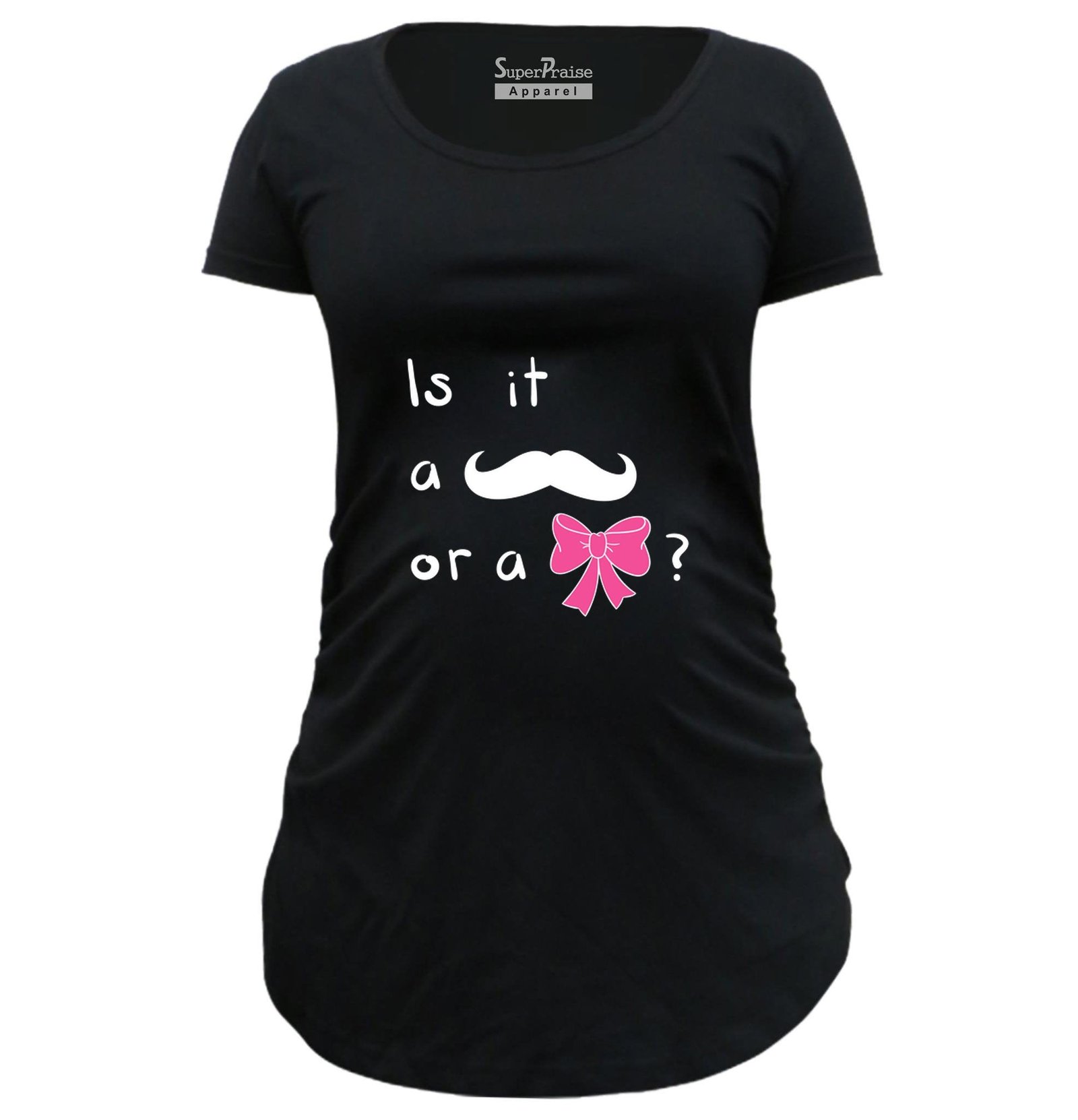 Is It A Mustache or A Bow Pregnancy T Shirts - Image 2