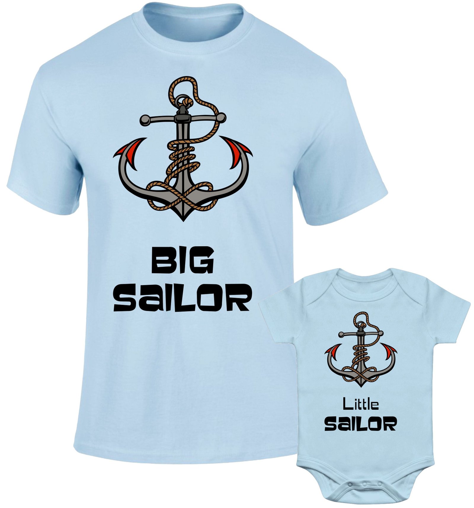 Father Daddy Daughter Dad Son Matching T shirts Big Little Sailor Anchor - Image 2