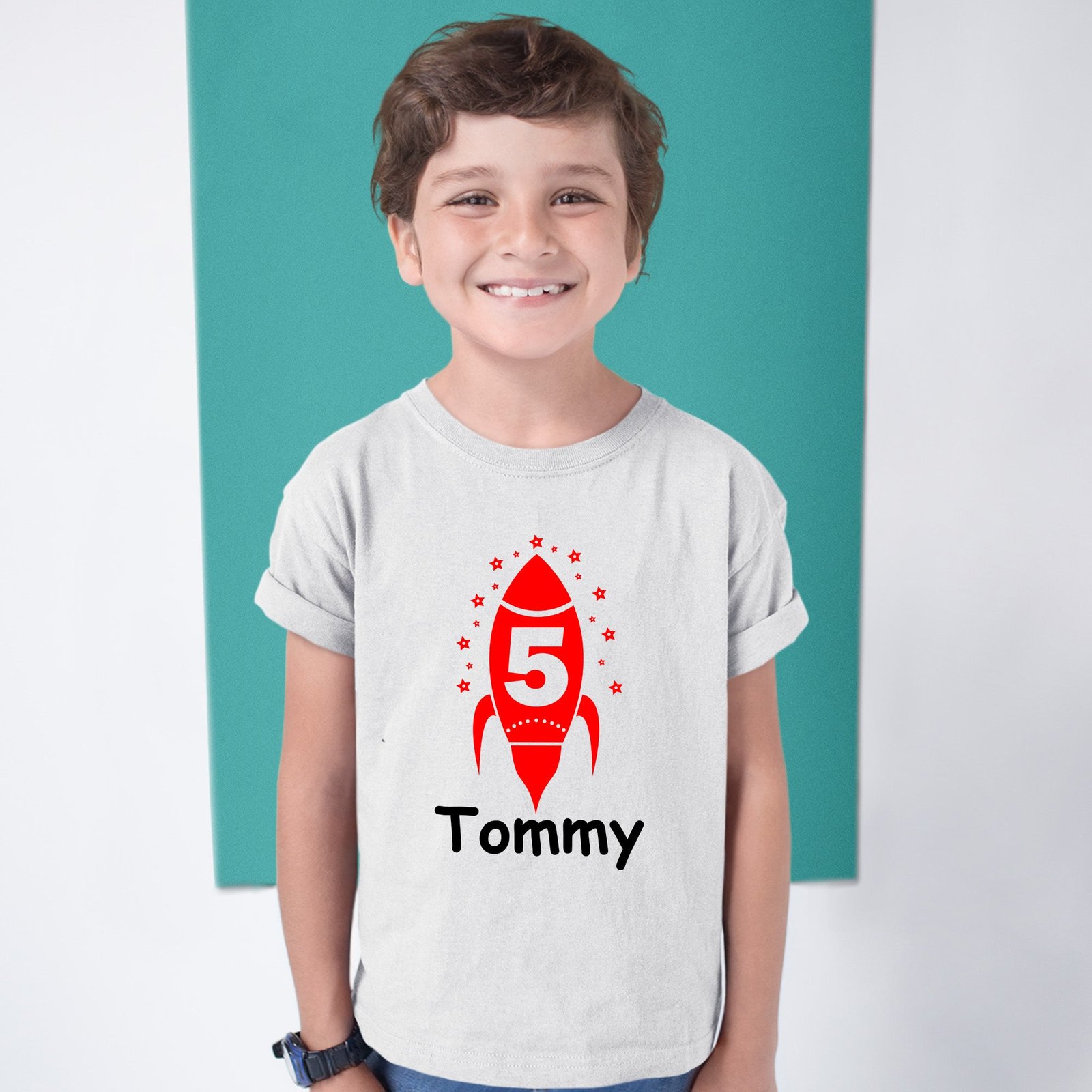 5th Birthday Rocket T Shirt