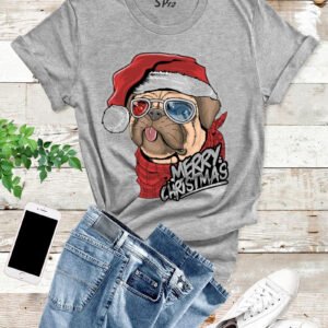 Bulldog-Christmas-T -Shirt-Grey