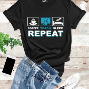 Coffee-Teach-Sleep-Repeat-T-Shirts-Black