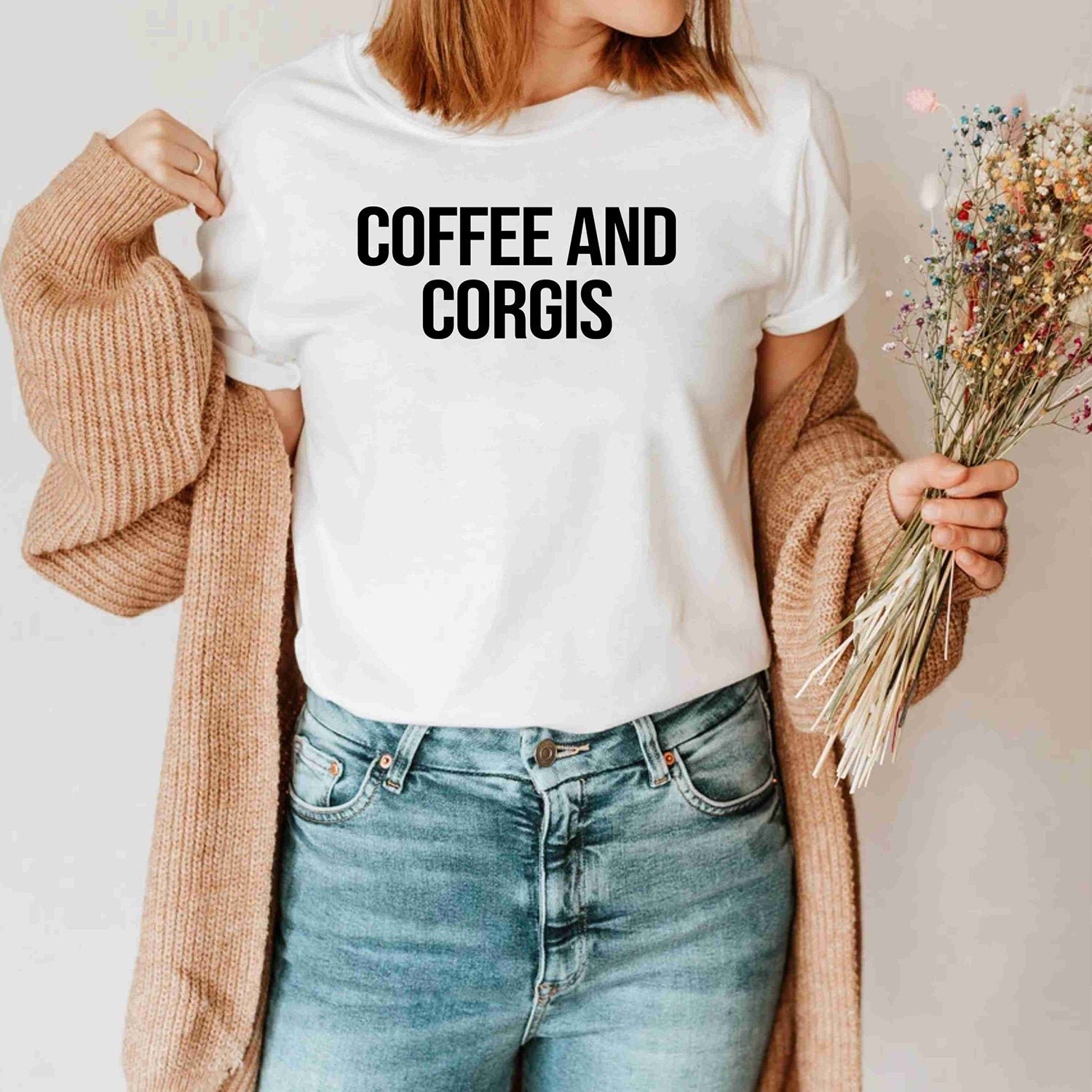 Coffee and Corgis Funny Corgi Mom Gift Motivational Coffee Lover Shirt - Image 2