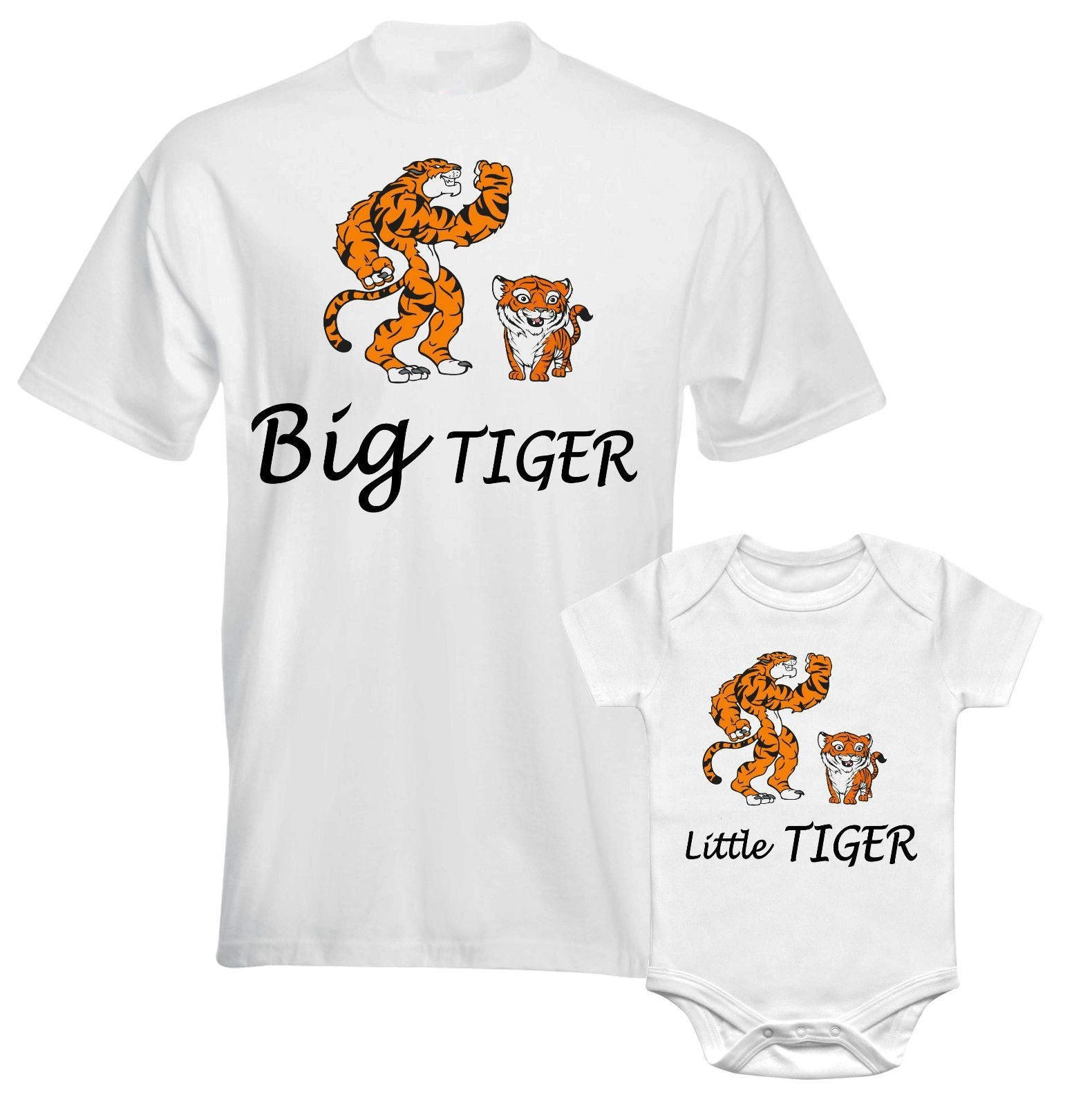 Father Daddy Daughter Dad Son Matching T shirts Big Little Tiger - Image 2