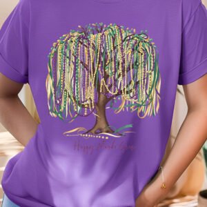 Happy Mardi Gras Tree Shirt Happy Bead Queen for Parade Party