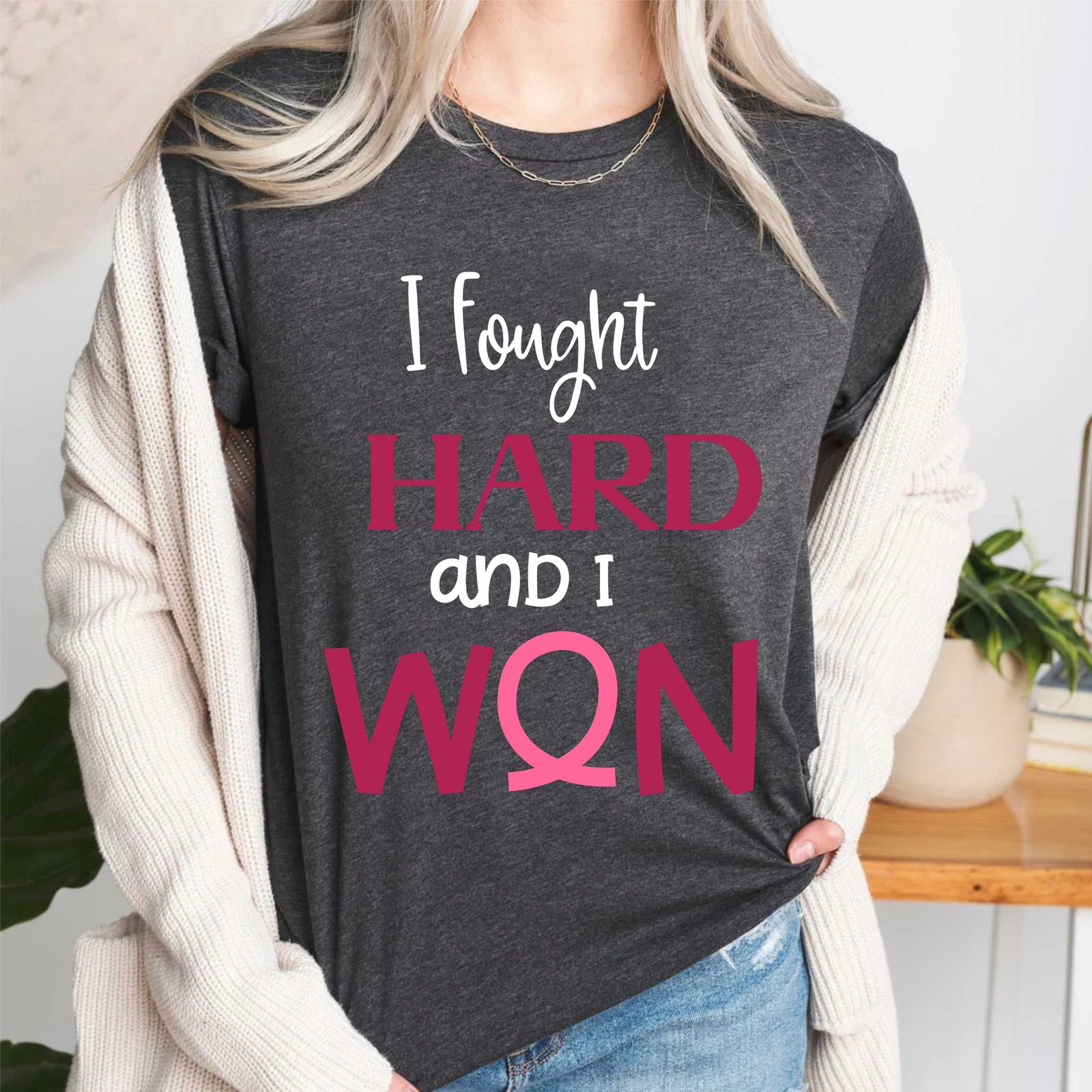 i-fought-hard-and-i-won-pink-ribbon-breast-cancer-survivor-t-shirt