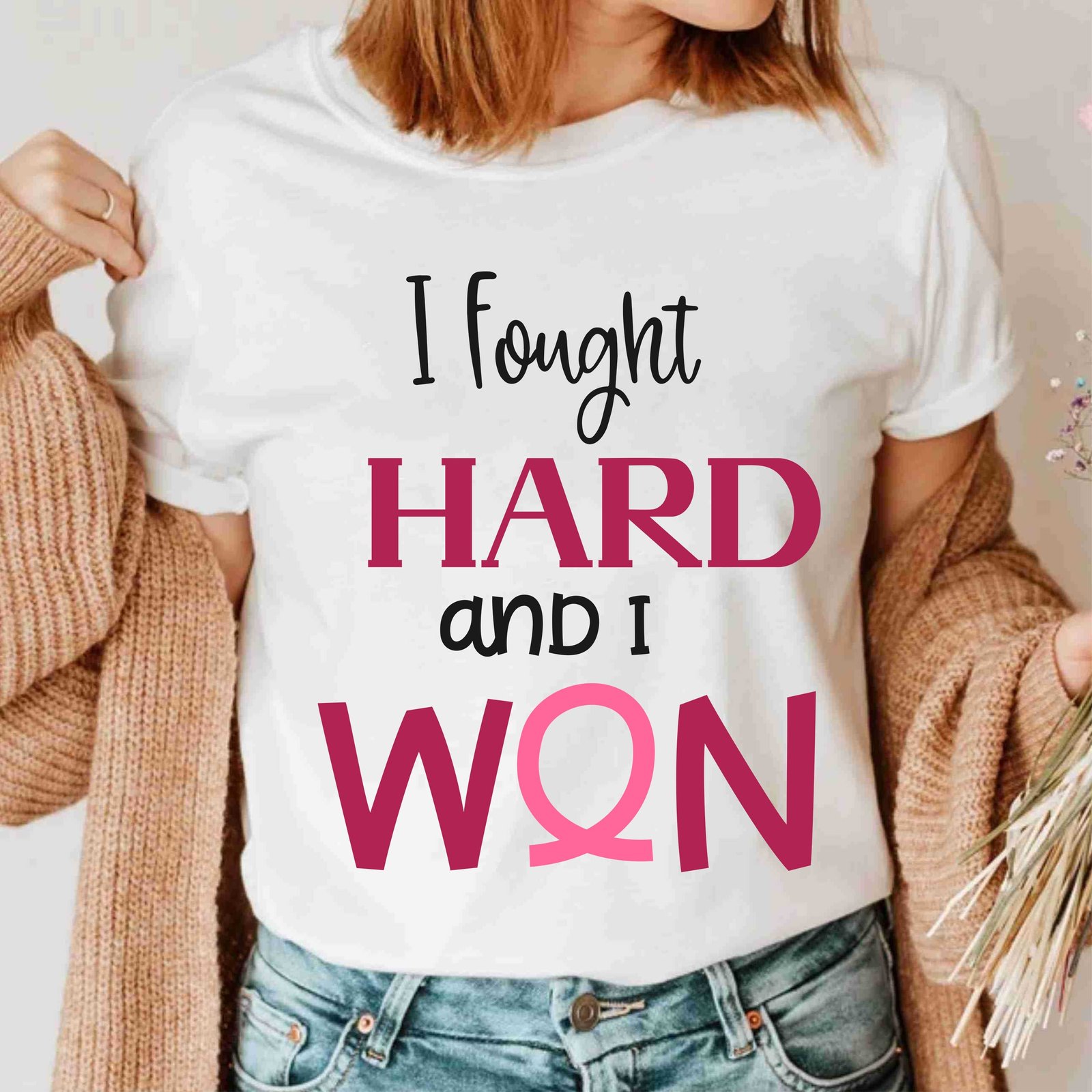i-fought-hard-and-i-won-pink-ribbon-breast-cancer-survivor-t-shirt