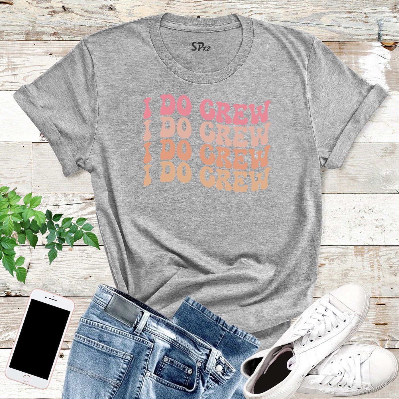 I Do Crew Bride Crew Custom Bridesmaid Bridal Shower Retro T-Shirts - Image 3