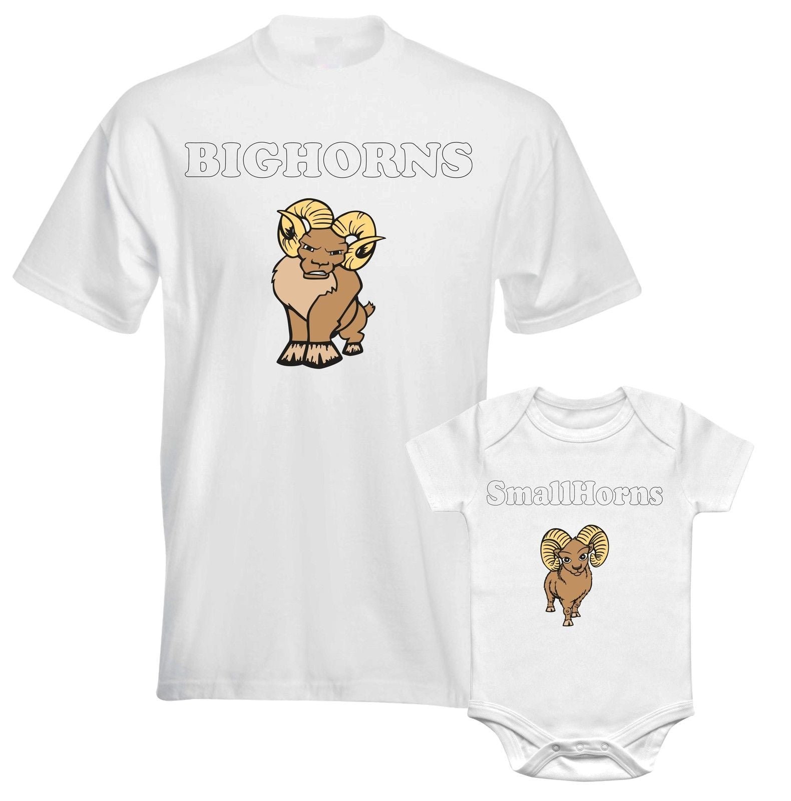 Father Daddy Daughter Dad Son Matching T shirts Big Small Horns Rams - Image 2