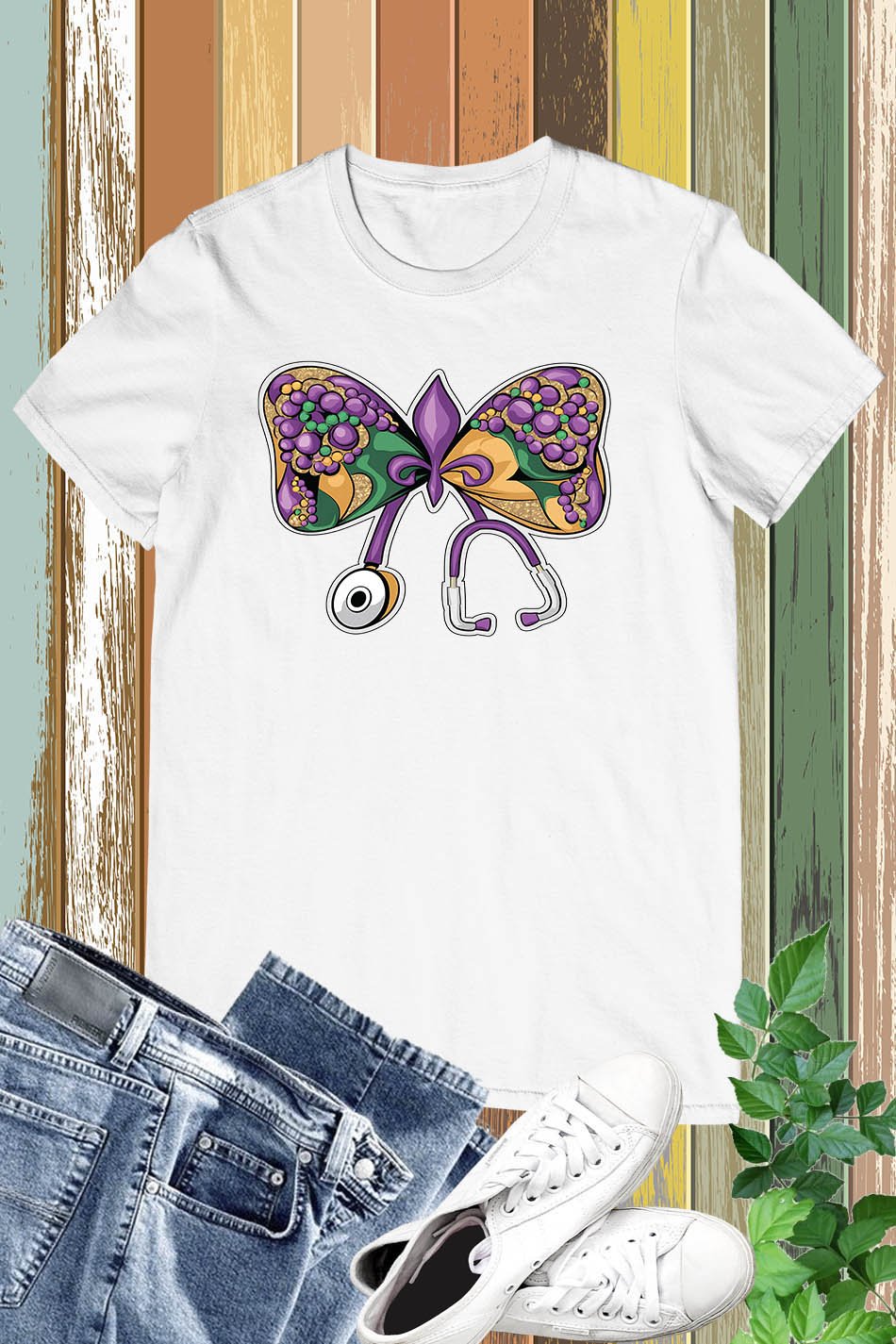 Mardi Gras Nurse Gift Shirt Doctor stethoscope Carnival Parade