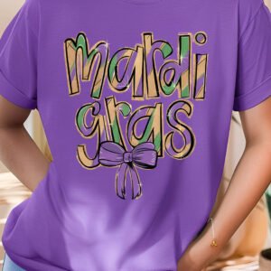 Mardi Gras Shirt Coquette Purple Bow Costume
