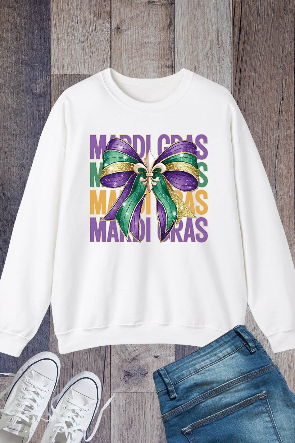 Mardi Gras Shirt Ladies Coquette Bow Glitter Parade Costume