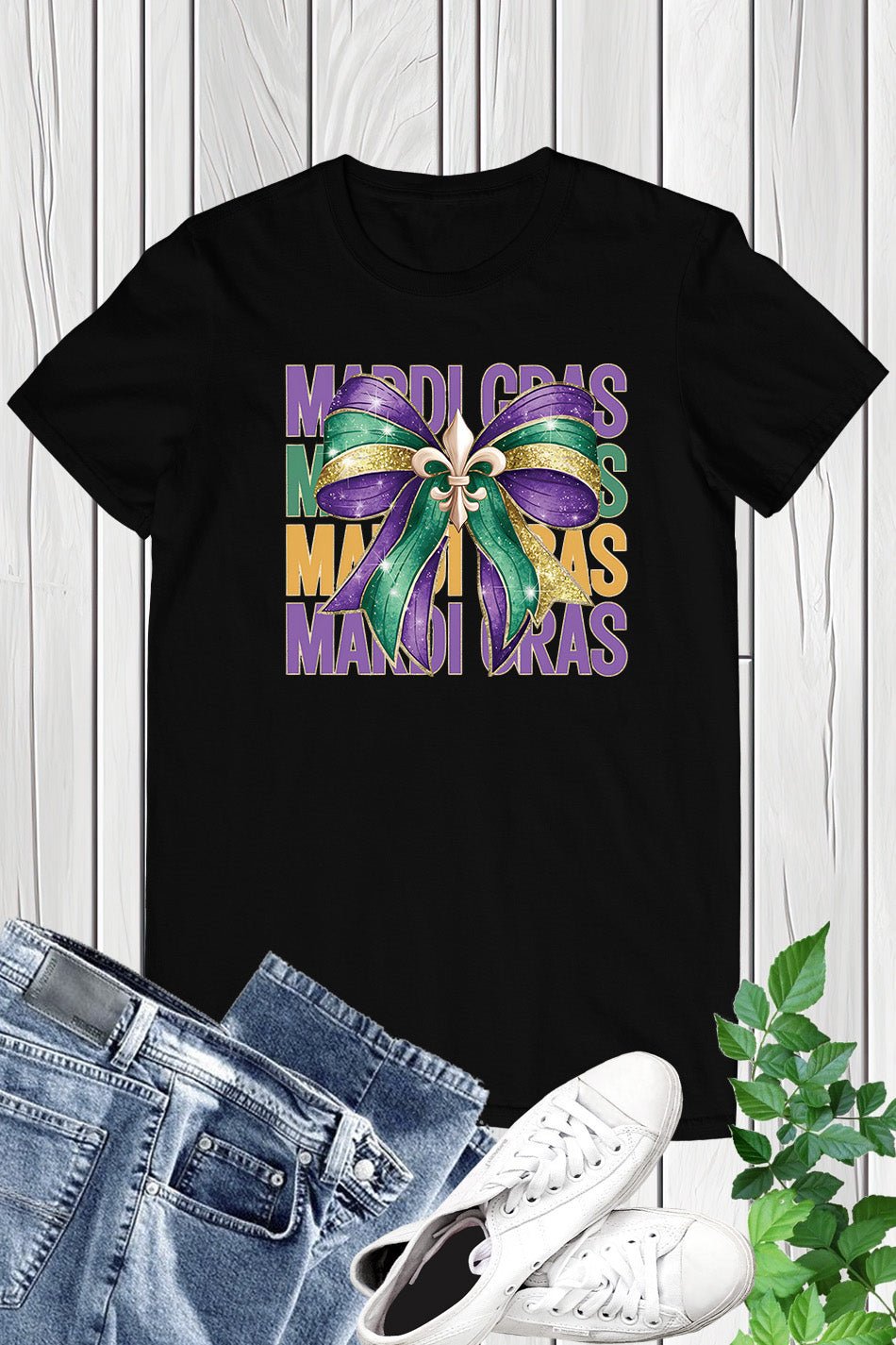 Mardi Gras Shirt Ladies Coquette Bow Glitter Parade Costume