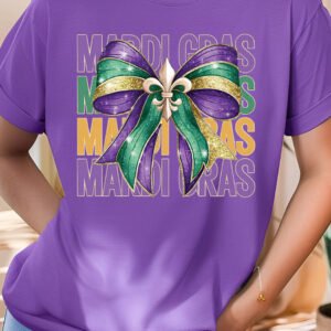 Mardi Gras Shirt Ladies Coquette Bow Glitter Parade Costume