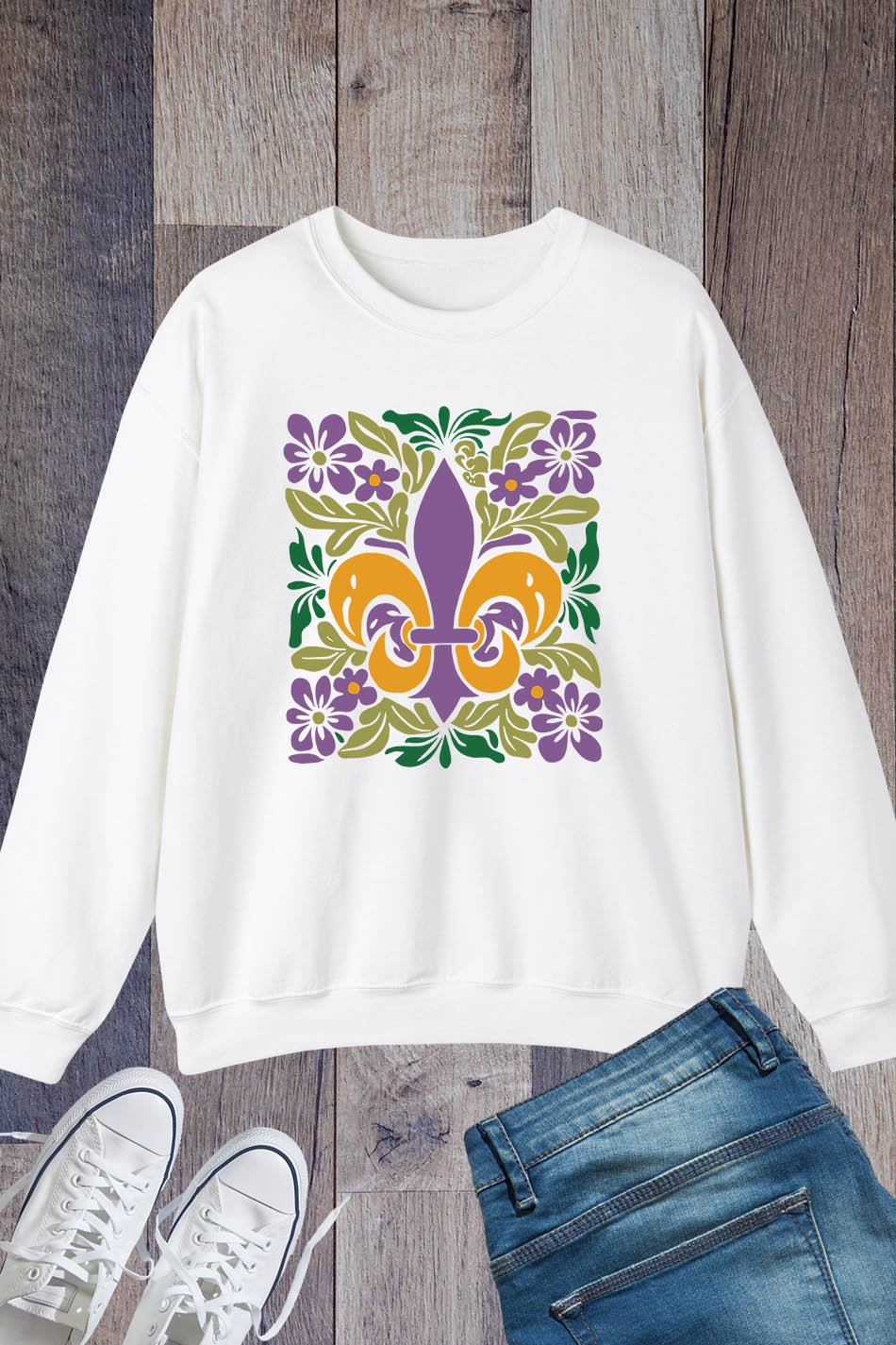 Mardi Gras Shirt fleur de lis Symbol Purple Gold and Green