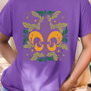 Mardi Gras Shirt fleur de lis Symbol Purple Gold and Green