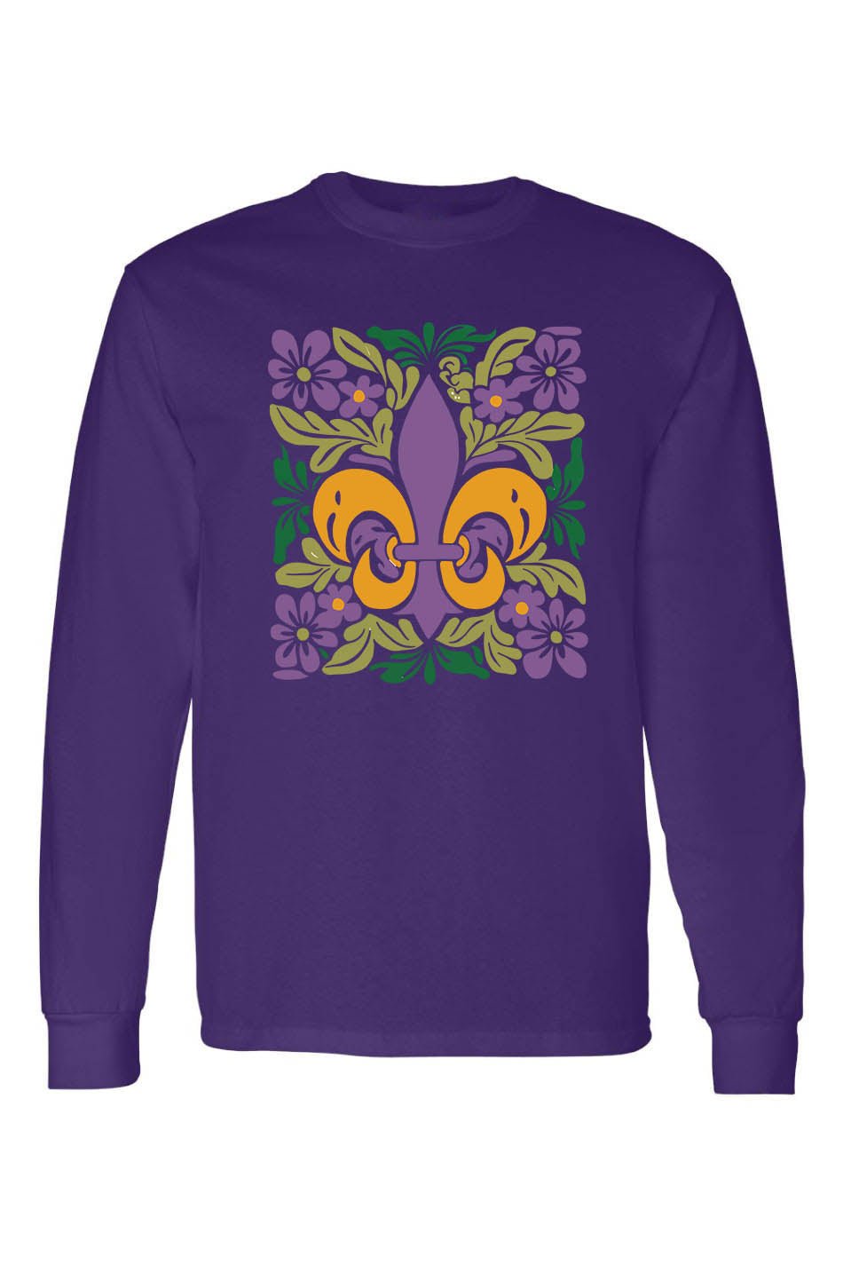Mardi Gras Shirt fleur de lis Symbol Purple Gold and Green