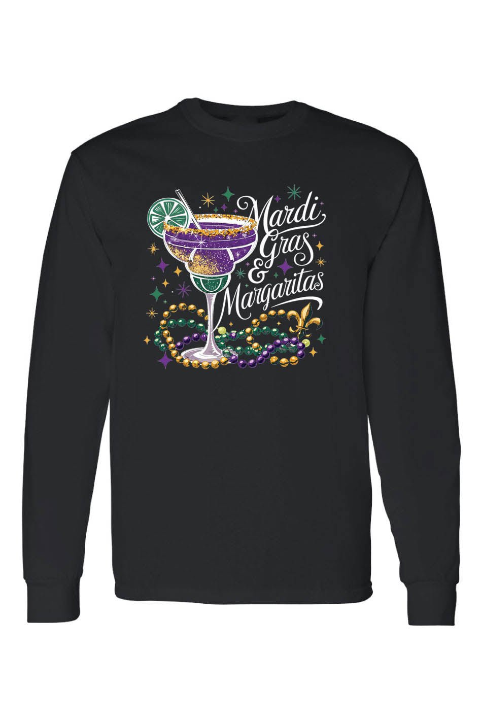Mardi Gras & Margaritas T-Shirt Beads Purple Gold Sparkle Costumes