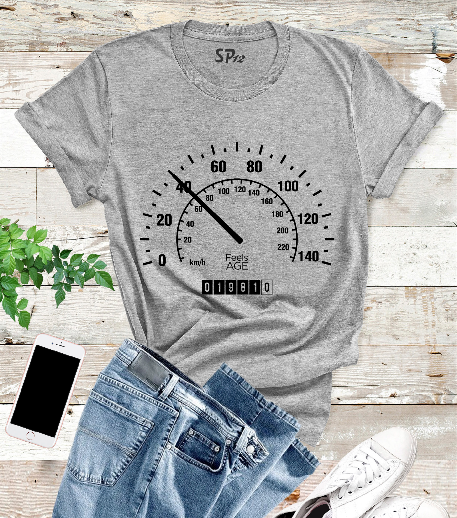 Feels Age Speed Meter Graphics Birthday T Shirt