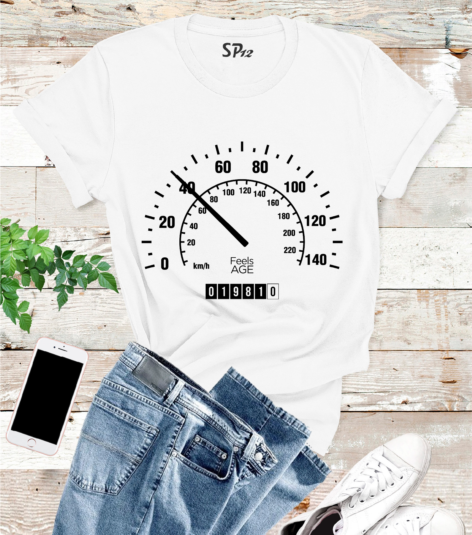 Feels Age Speed Meter Graphics Birthday T Shirt