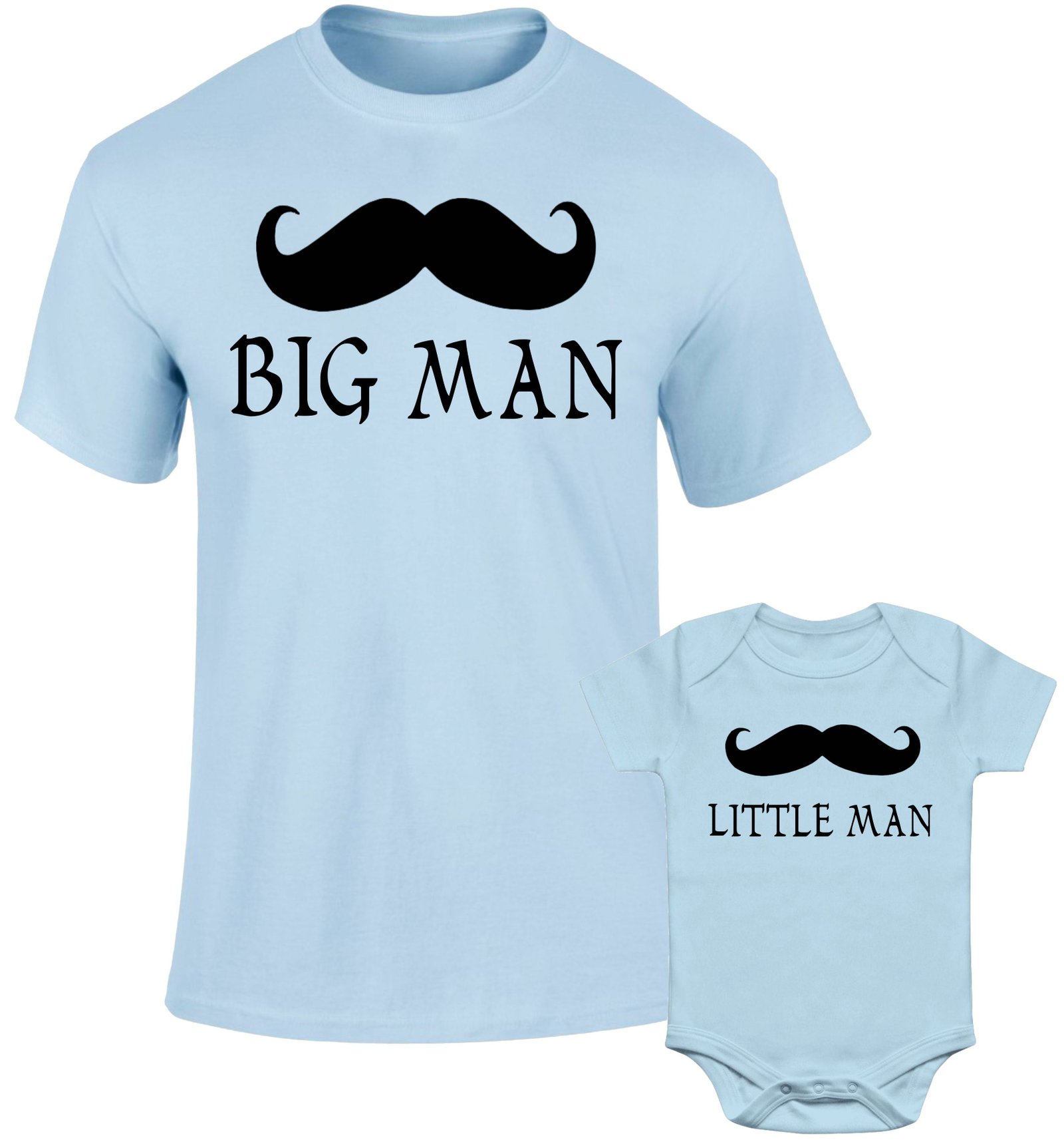 Father Daddy Daughter Dad Son Matching T shirts Moustache Big Little Man - Image 2