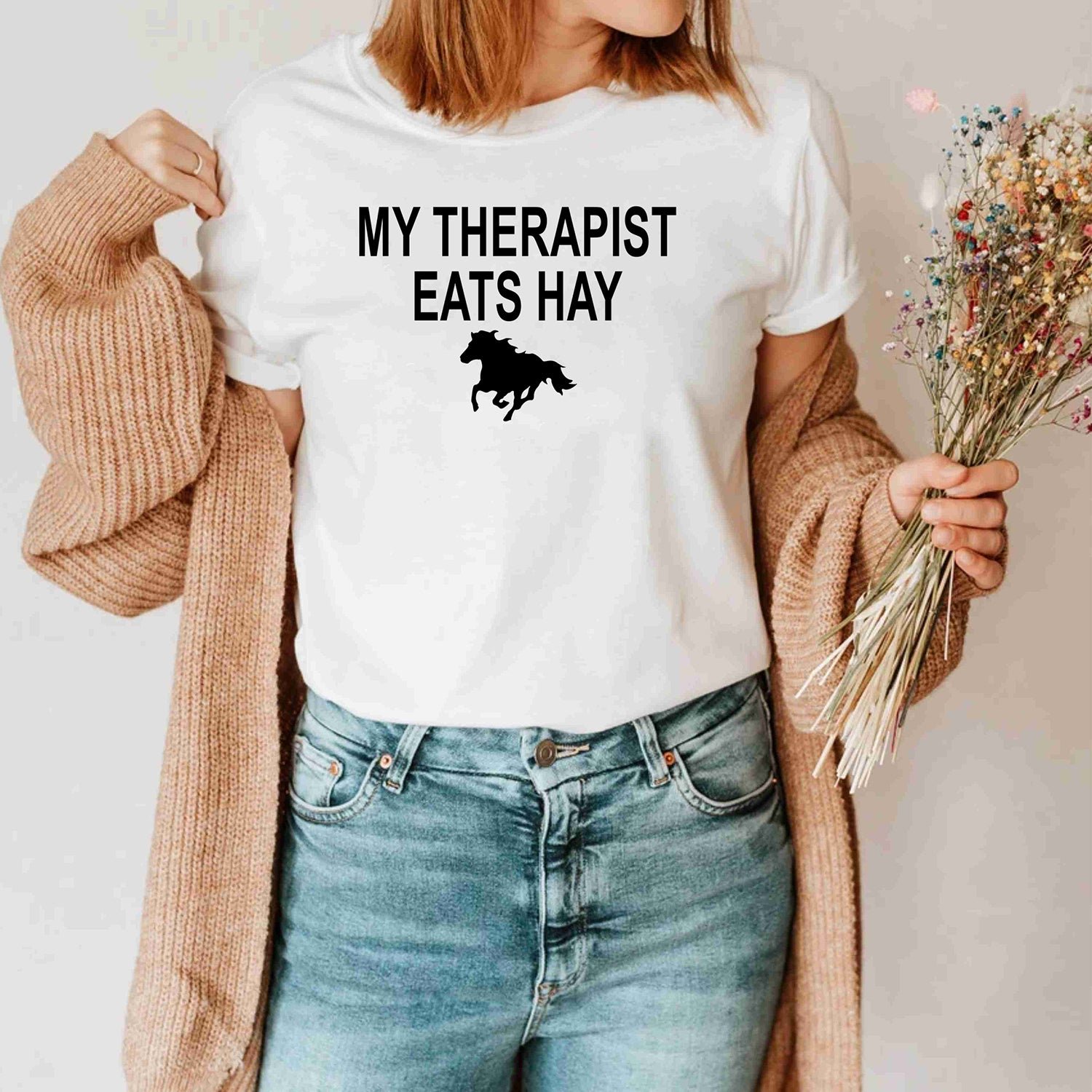 My Therapist Eats Hay Horse Lover Funny Equestrian Riding T Shirt Gift - Image 3
