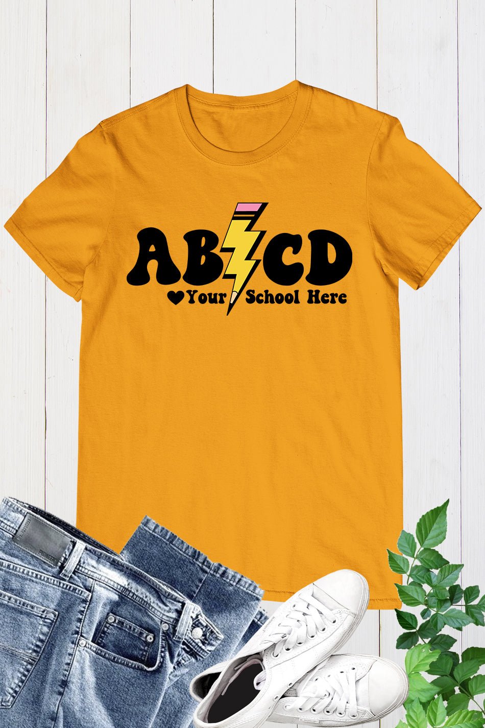 ABCD Superpower Custom Teacher T Shirt With School Name