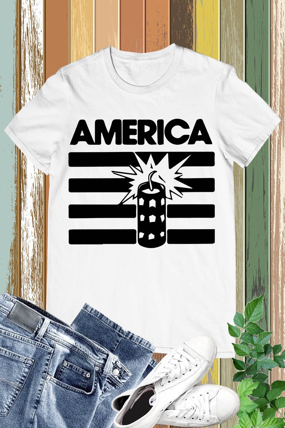 America Firework 4th Of July Flag Shirt