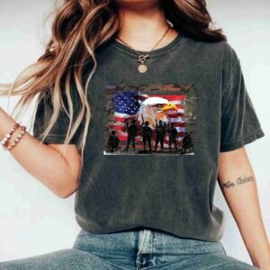 Eagle USA Flag Soldier 4th of July Memorial Day Patriotic T-Shirt