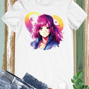 Anime Girl with Purple Hair T Shirt