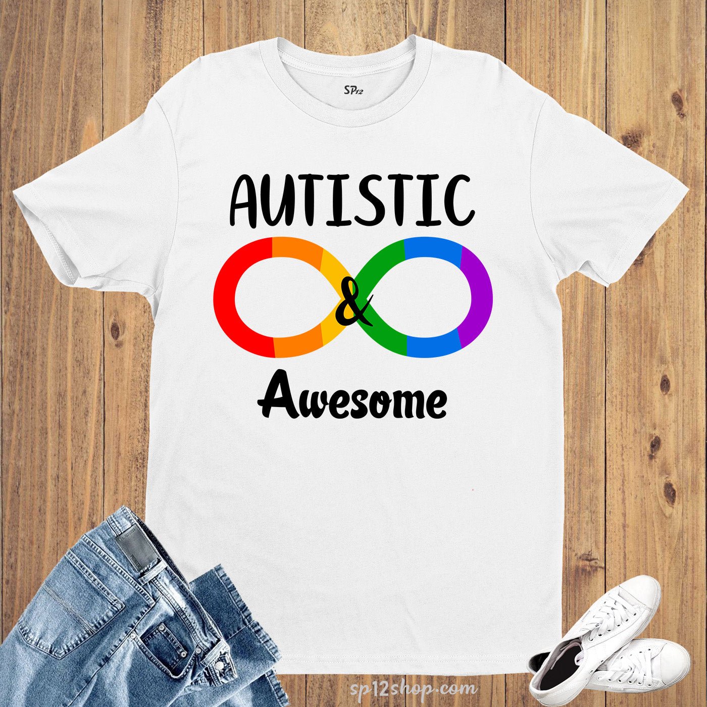 Autistic and Awesome T Shirt Autism Awareness Gift Tees
