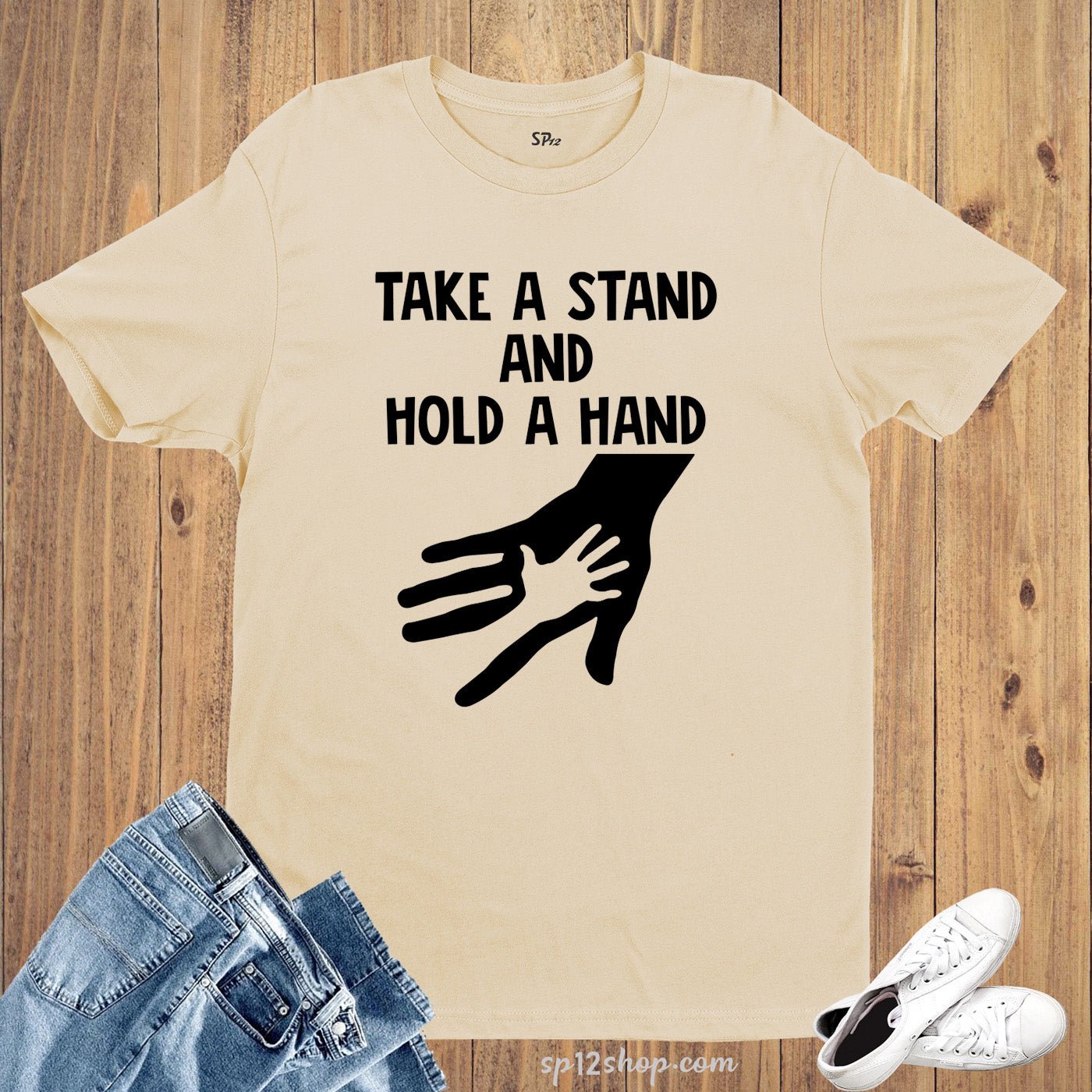 Awareness T-shirt TAKE A STAND AND HOLD A HAND Charity