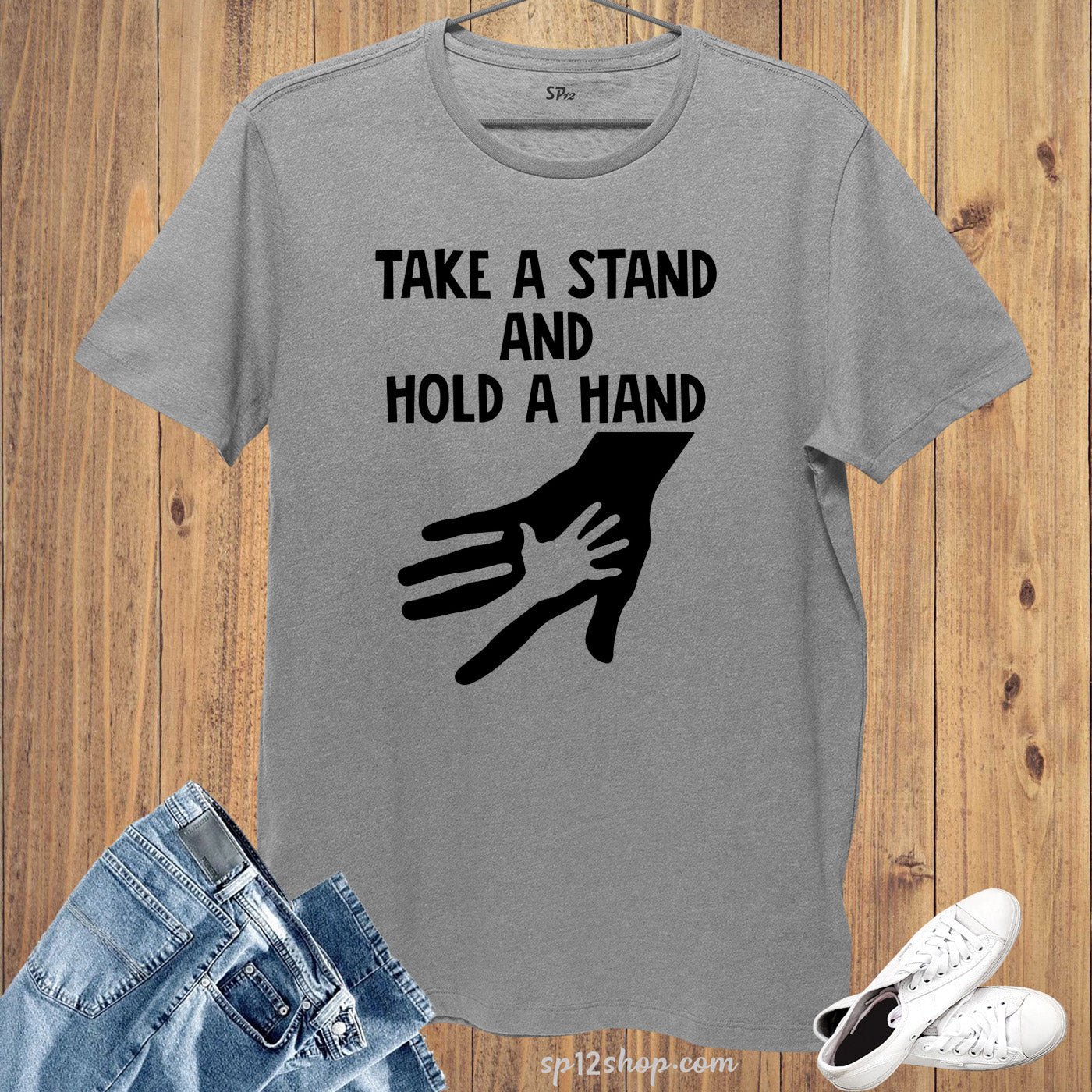 Awareness T-shirt TAKE A STAND AND HOLD A HAND Charity