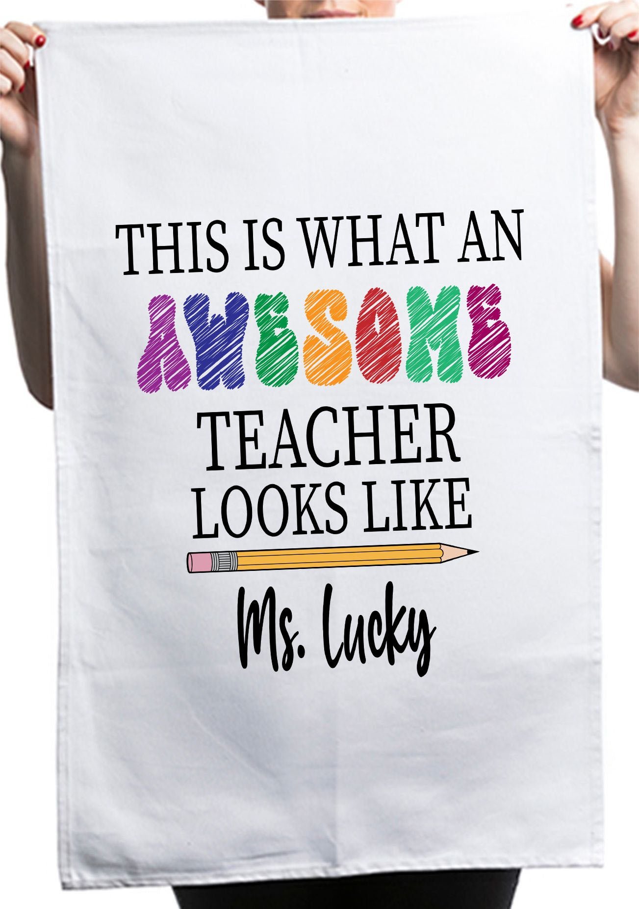 Awesome Teacher Appreciation Custom Thank You Gift Kitchen Table Tea Towels - Image 2