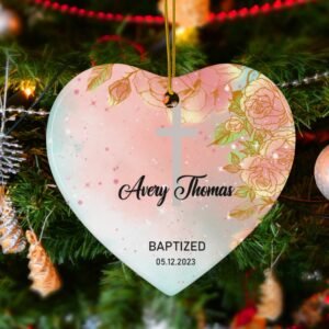 Baptism Girls Christmas Ornament- Personalized Christened First Christmas Ornament