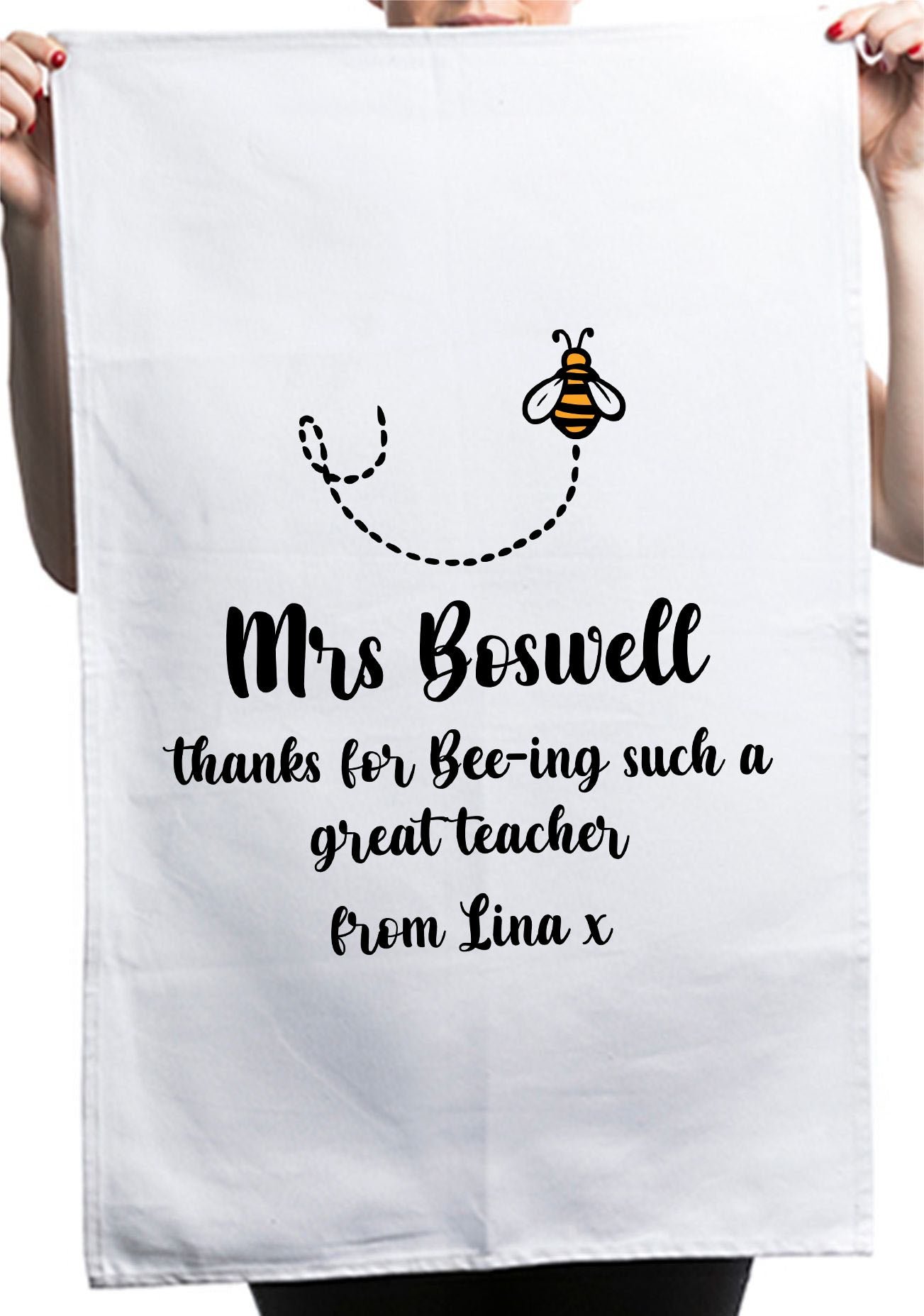 Bumble Bee Thank you Custom Birthday Party Kitchen Table Tea Towel - Image 2