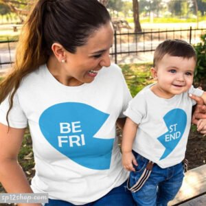 Best Friend Mummy Son Mother Family Cute Heart Blue Text T shirt