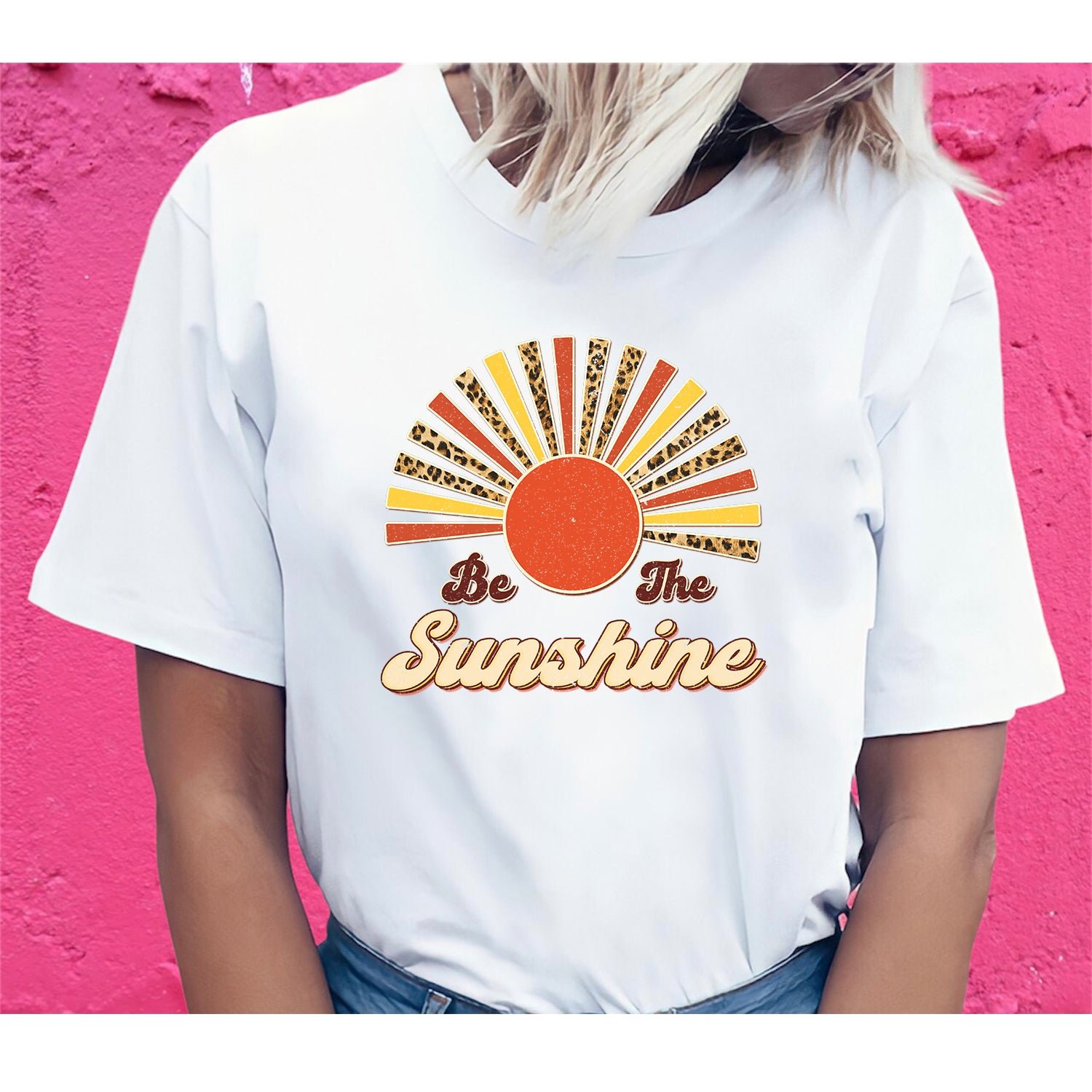 Custom Summer Retro Sun Vintage Graphic Be The Sunshine T-Shirt - Image 5