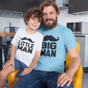 Big Man Little Man Moustache Movember T Shirt