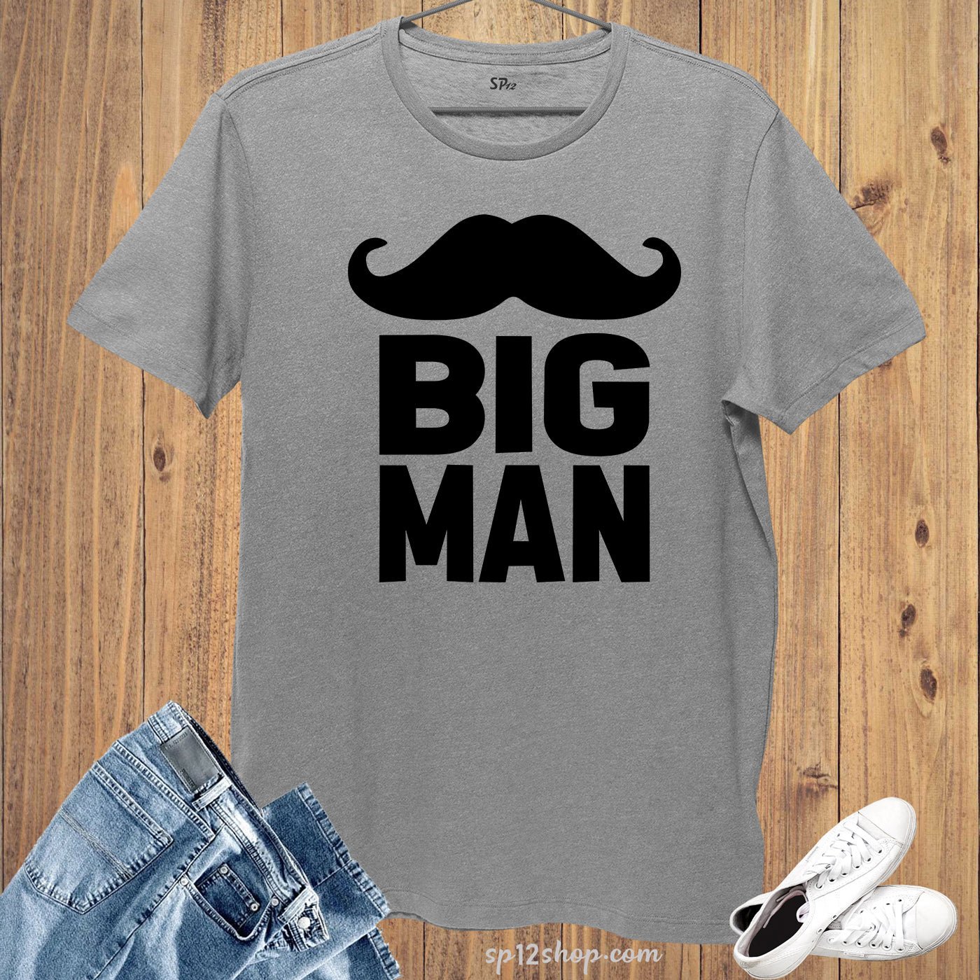 Big Man Little Man Moustache Movember T Shirt